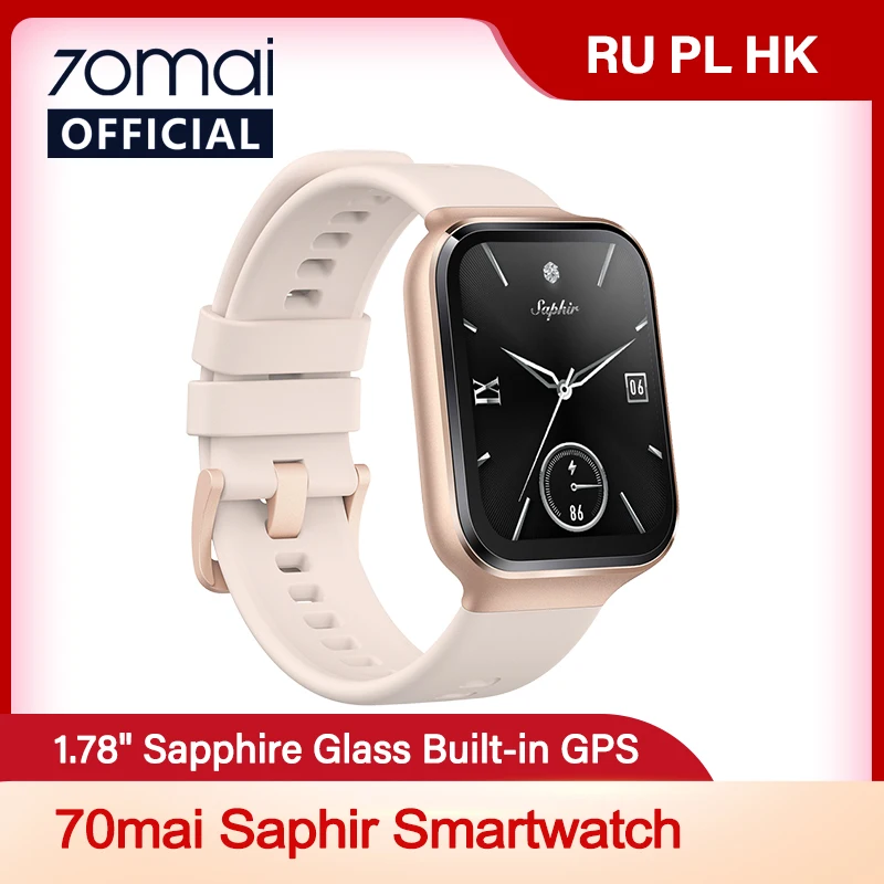 70mai Watch GPS Sports 70mai Watch Saphir Bluetooth Heart Rate MonitorSmartwatch 5ATM Water Resistance Call Reminder for Man
