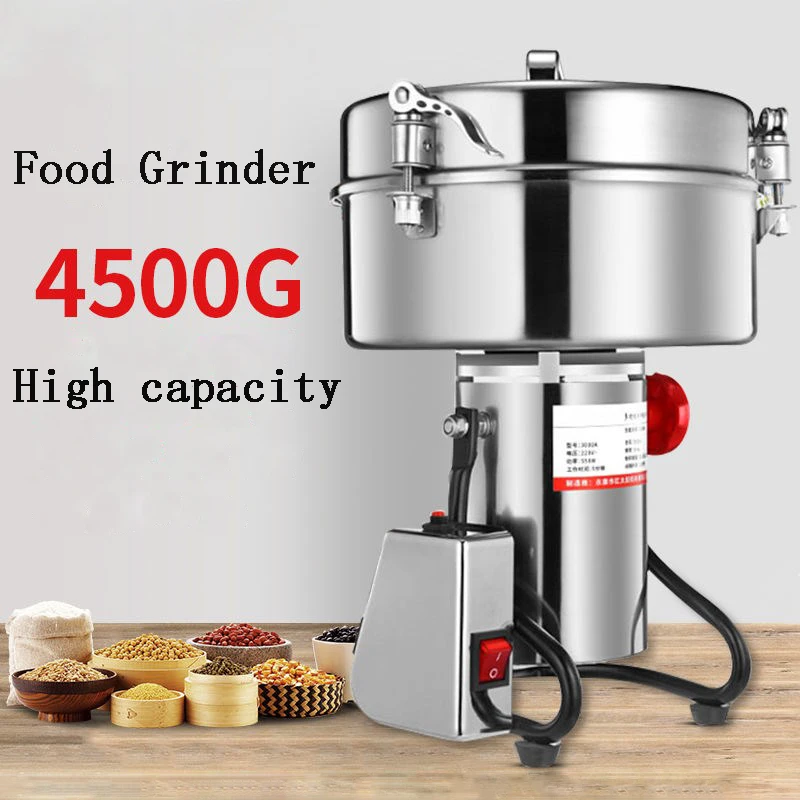 Powder Grinder Spice Grinder Grain Crusher Large Commercial High Capacity  Stainless Steel Pure Copper Motor 4500G - AliExpress