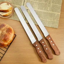 10 дюймов посуда для выпечки из нержавеющей стали шпатель для торта с деревянной ручкой скребок для крема Кондитерский Резак нож для хлеба тост ножи для нарезки