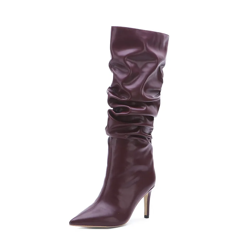 MORAZORA hot sale women knee high boots sexy thin high heel boots pointed toe autumn winter boots woman party wedding shoes