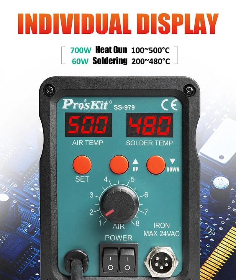 US $106.88 Proskit SS979H digital display air pull desoldering station electric soldering iron twoinone hot desoldering station set