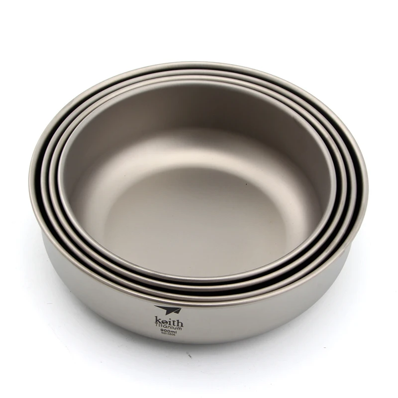 Keith Sets Titanium Bowls Outdoor Camping Picnic Tableware Ultralight Portable Camping Bowl 600ml 700ml 800ml 900ml Ti5376