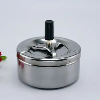 

Stainless Steel Ash Tray Man Gifts Smokeless Rotating Cigarette Ashtray Round Rotate Ashtray with Cover Smoking Accessories