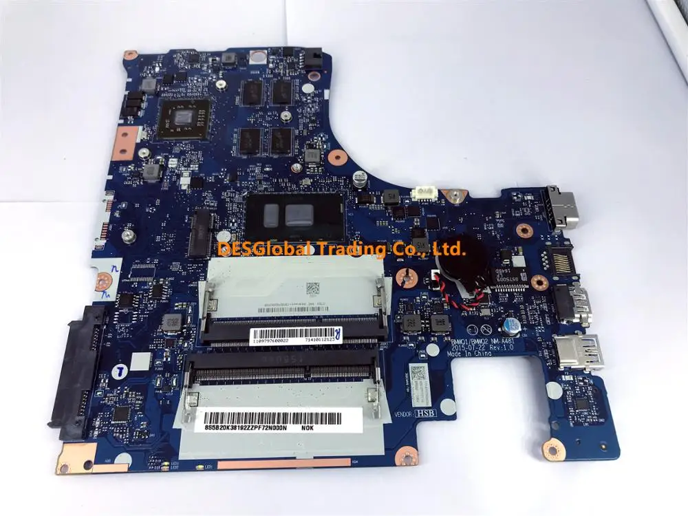 low cost For Lenovo IdeaPad 300-15ISK Laptop Motherboard BMWQ1/BMWQ2 NM-A481 5B20K38192 SR2EU I3-6100U Mainb