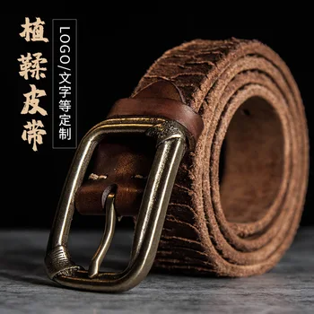

Belt male Genuine leather copper buckle pin buckle handmade personality youth first layer pure leather casual wild men's belt