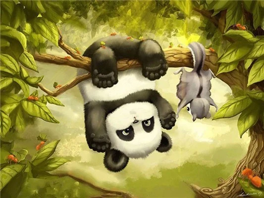 HOMFUN Full Drill Diamond Painting "Animal Panda scene" DIY Picture Of Rhinestone 5D Diamond Embroidery Cross Stitch Decor 