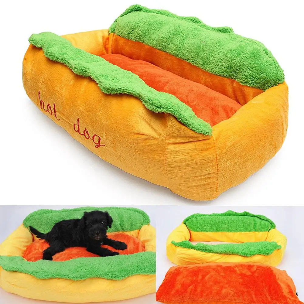 Cotton Hot Dog Shape Pet Bed Kennel Cat Dog Nest Puppy House Warm Mat Cushion Washable Pad Cotton Hot Dog Shape Pet Bed Kennel Cat Dog Nest Puppy House Warm Mat Cushion Washable Pad