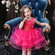 Свадебные Платья с цветочным узором для девочек; детское вечернее платье принцессы; детское платье; Карнавальный костюм для девочек; От 2 до 14 лет