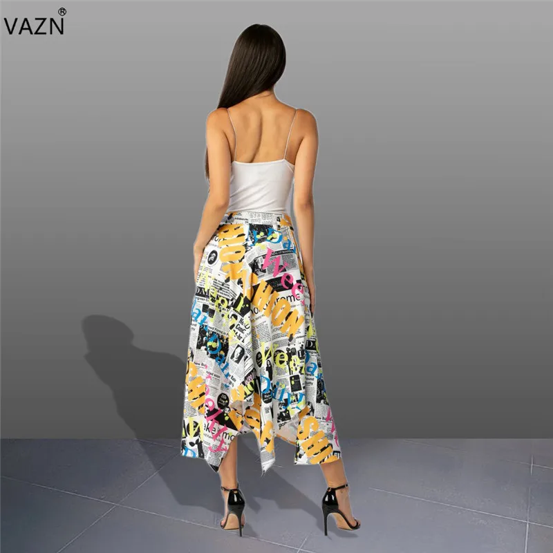 VAZN/ летние женские элегантные комбинезоны в стиле ампир, свободные шифоновые Асимметричные макси юбки OJS9120