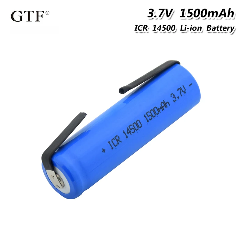 

1Pcs 3.7V ICR 14500 1500mAh Lithium Li Ion Batteries Rechargeable For Torch Flashlight Microphone Radio Gamepad Headlamp