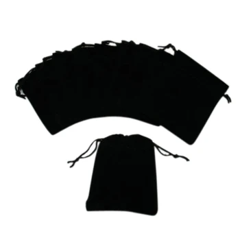 

Small Velvet Black Pouches With Drawstrings