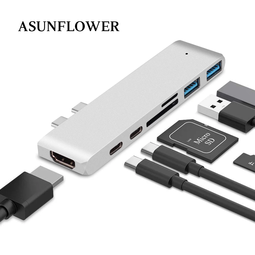 Thunderbolt 3 концентратор Dual type C к HDMI концентратор адаптер USB 3,0 type-C зарядный порт мультипликатор концентратор USB 3,1 разветвитель Thunderbolt 3 хаб