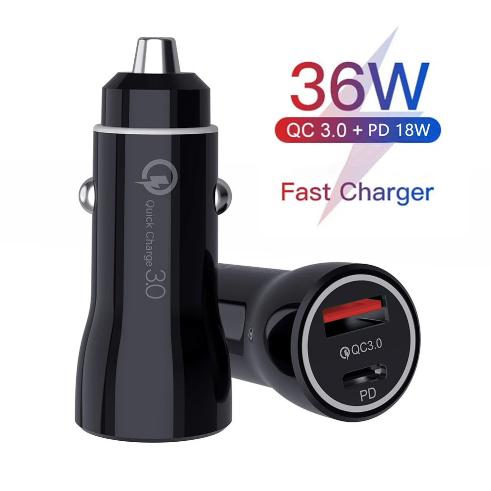 USB Автомобильное зарядное устройство для iPhone 12 Pro Max 12 11 XS XR SE Galaxy A21s A11 redmi 36 Вт Quick Charge 3,0 зарядное устройство для быстрой зарядки для Xiaomi Авто Type C QC PD 3,0 мобильный телефон зарядки