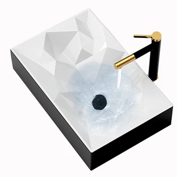 

Nordic Ceramic Wash Basin Bathroom Sinks White Basin Countertop Sink Bathroom Basin Rectangular Toilet Basin with Drainer