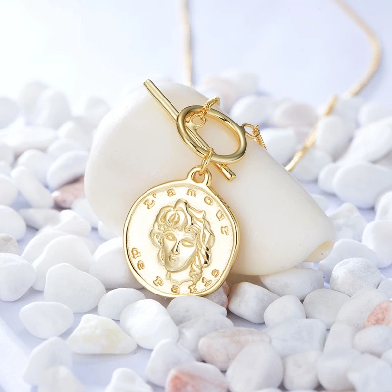 

Silvology 925 Sterling Silver Figure Necklace Gold Irregular INS Coin Western Style Pendant Necklace for Women Gold Jewelry Gift