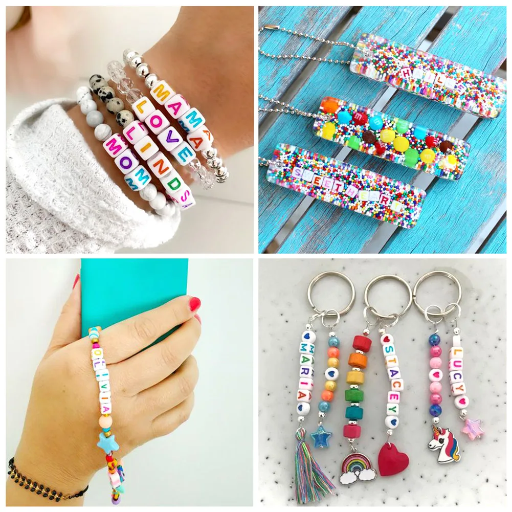 1300Pcs Mixed Colors Alphabet/ Letter Acrylic Cube Beads Square Loose Bead Charm For Bracelet Necklace DIY Jewelry Making 6MM