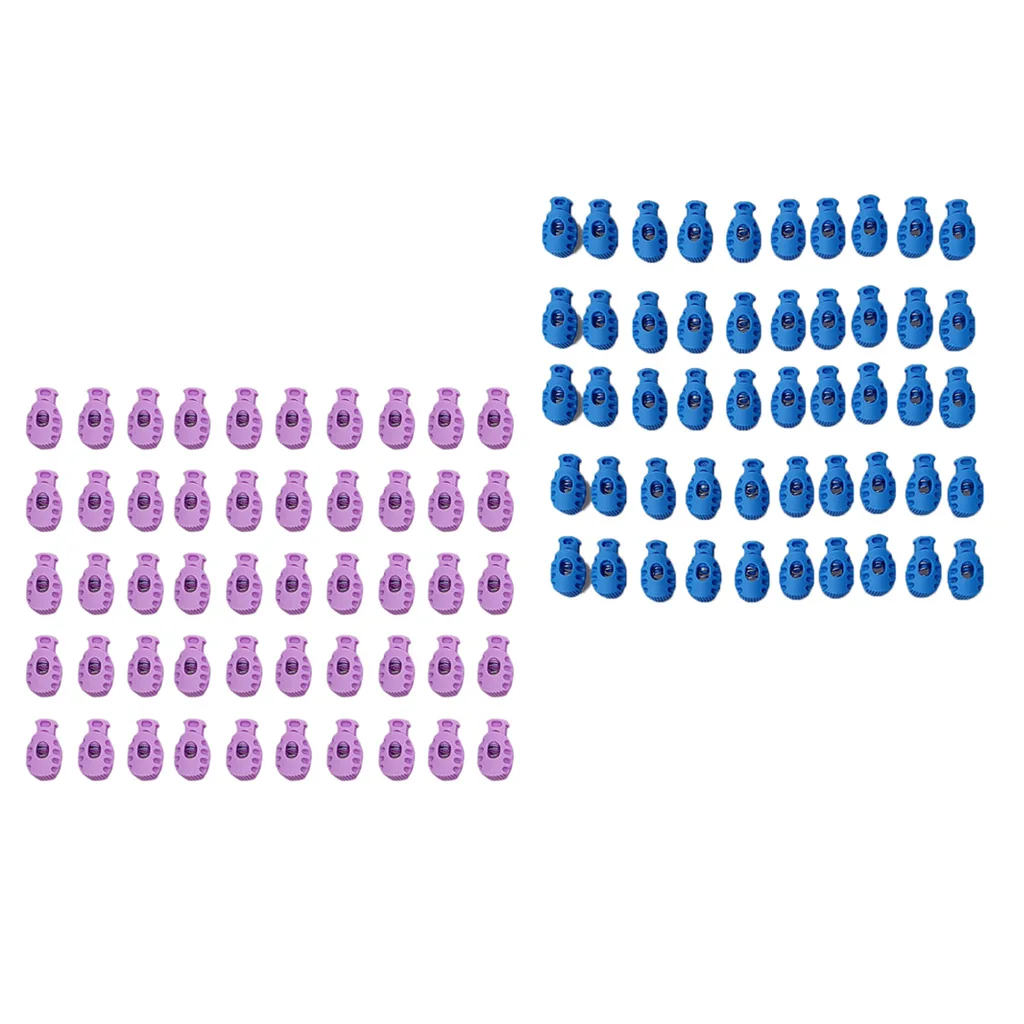 50pcs/set Single Hole Plastic Cord Lock Toggle Buckle Shock Cord Stoppers