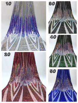 

Gold Line Embroidery African tulle lace fabric 2019 Nigeria mesh lace fabric high quality french laces for party 5 yards