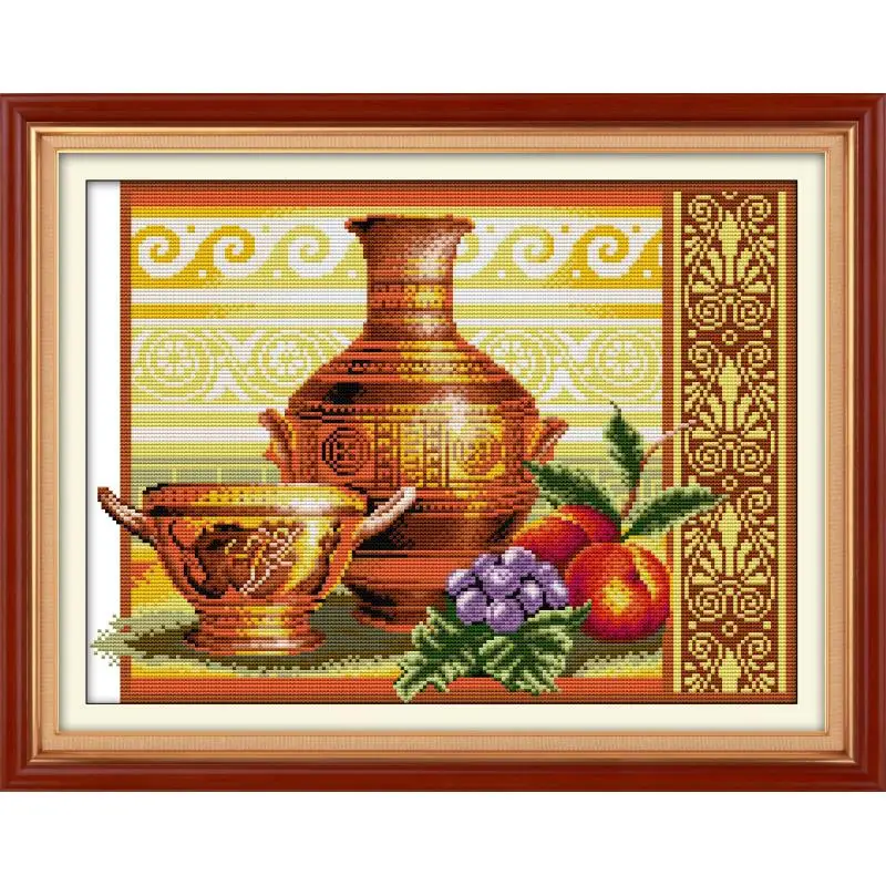 Freude Sonntag Heißer Verkauf Keramik Und Obst Kreuz Stich Kit 11 & 14CT DIY Handgemachte Stickerei Handarbeiten für Geschenk und hause Dekoration