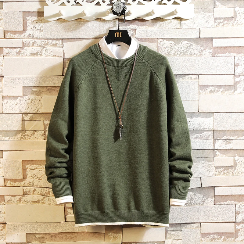 

Fashion Classic O-NECK Vintage Korean Sweater Men'S Oversized Pull Plus Size M-5XL 2020 Long Sleeves Pullover For Spring Winter