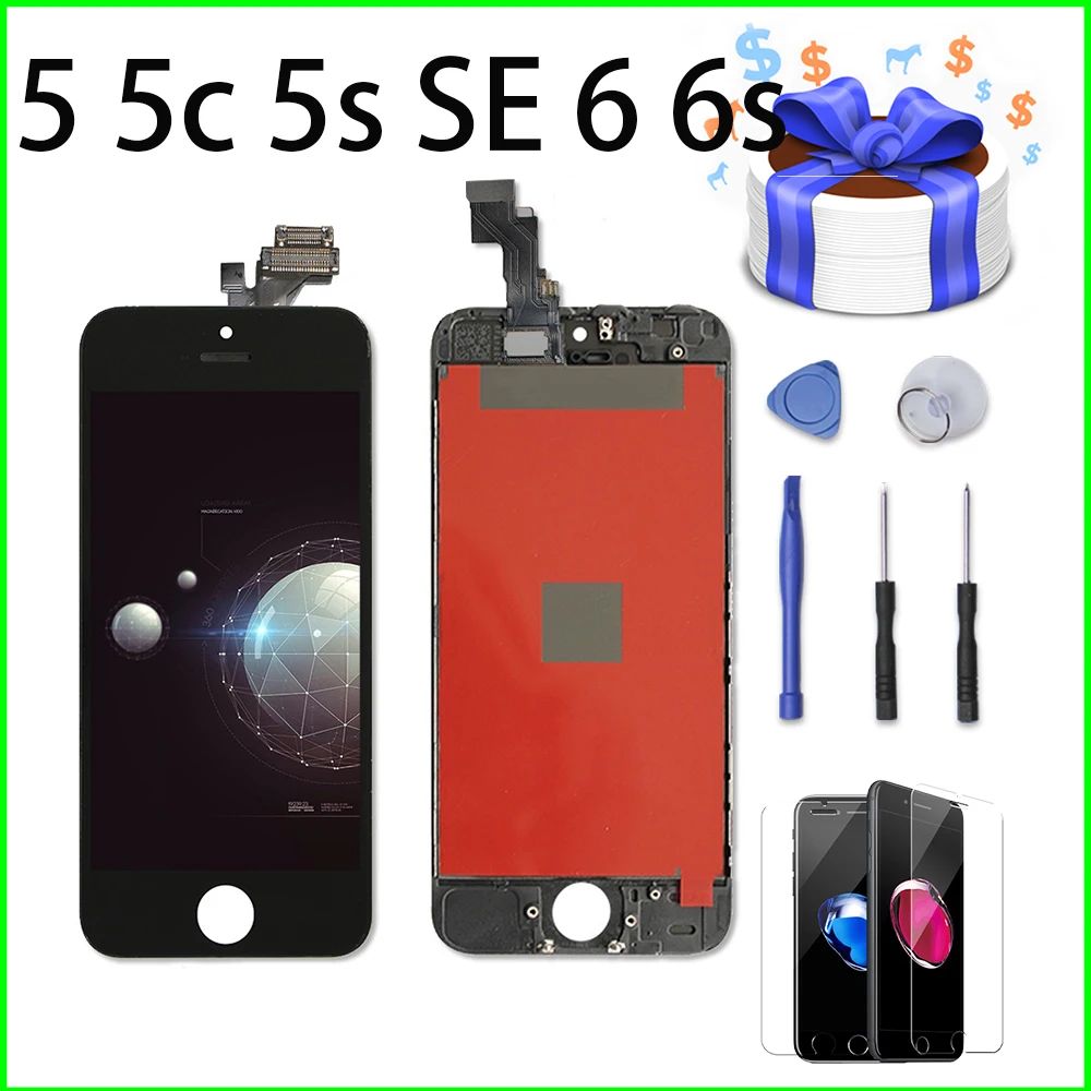 Белый/черный Pantalla lcd для iPhone 5 5S 5C 6 6s дисплей 3D экран дигитайзер сборка без битых