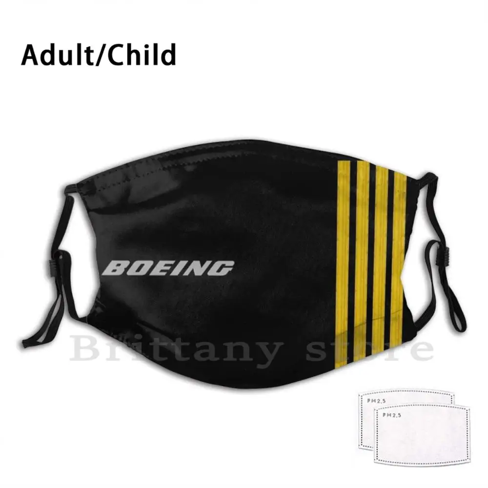 

Boeing Stripes Funny Print Reusable Pm2.5 Filter Face Mask Boeing Airbus Aviation Stripes Captain Pilot Fly Flying Plane