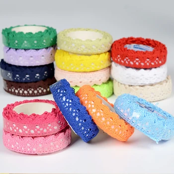 

1.8cm*2m Fabric Cotton Lace Tape Self Adhesive Tape Ribbon Lace Trim For Wedding Decor DIY Embroidery Sewing Accessories 2020