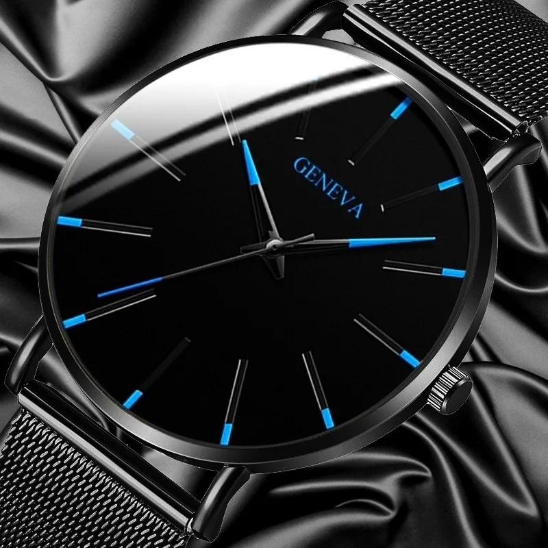 Ultra-thin mesh Band Luxury Fashion Men watch Business casual Simple Quartz Watch men Analog Wristwatch Stainless Steel clock | Наручные