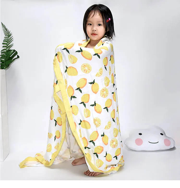 Четырехслойное детское муслиновое одеяло из бамбукового хлопка, муслиновое Пеленальное детское летнее одеяло, накидка для коляски, банное полотенце 120*120 см