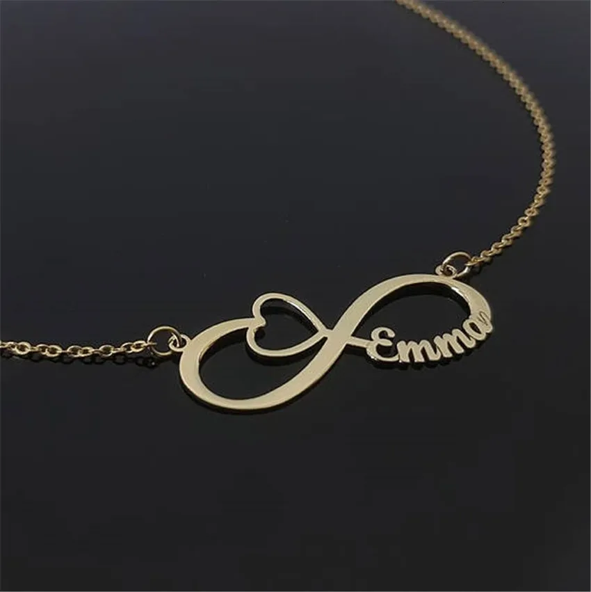 Персонализированные Бесконечность имя кулон ожерелье для женщин на заказ Bijoux Femme Сердце заявление чокер BFF ювелирные изделия подарок на день Святого Валентина е