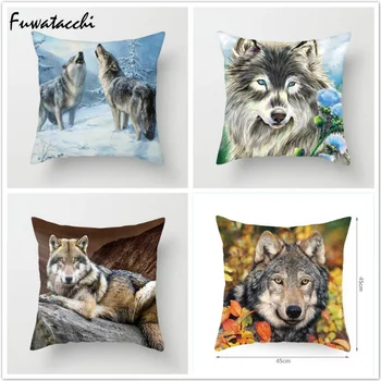 

Fuwatacchi 20 Styles Wolf Throw Pillows Cushion Cover for Sofa Animal Printed Pillow Cover Chair Decorative Pillows Pillowcase