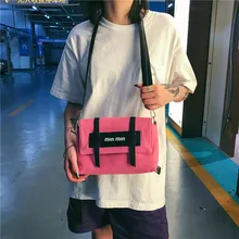 Маленькая женская сумка, стиль, модная, корейский стиль, холщовая, крутая, универсальная, с буквами, квадратная, сумка на ремне, простая сумка через плечо