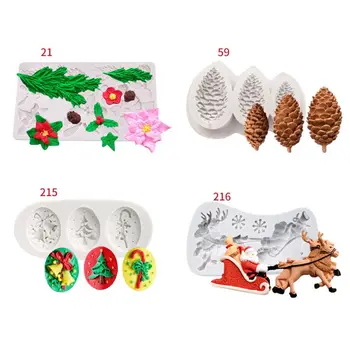 

4pcs/set 3D Christmas Tree Deer Silicone Fondant Mold Cake Chocolate Decorating Xmas Cake Moold