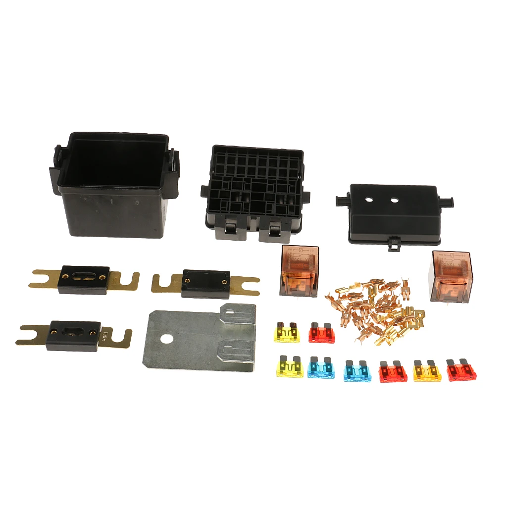 12V 2Way Circuit Car Boat Auto Automotive Relay Blade Fuse Box Holder Kits