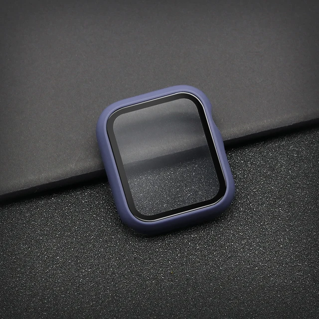 Glass+Case Full Cover For Apple Watch Case Series 7 6 SE 5 4 321 iWatch Case Accessor 45/41/44/40/42/38mm Protector Apple Watch Purple