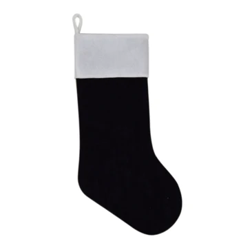

Free shipping black velvet stocking Christmas decoration socks white cuff decoration Christmas tree decoration