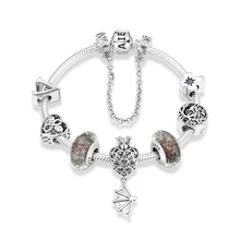 925 пробы Серебряная корона-подвеска браслеты принцессы браслет в форме сердца проложить Сердце CZ цепочка безопасности Модные женские ювелирные изделия