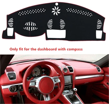 

SJ Car Inner Auto Dashboard Cover Dashmat Pad Dash Board Cover Fit For Porsche cayman 2013 14 2015 Boxster with Compass 13-2014