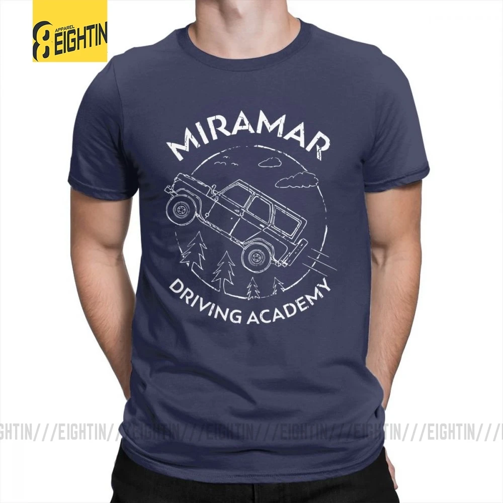 Забавные футболки PUBG Miramar для вождения, Academy, футболки с круглым вырезом, большие размеры, футболки, хлопок, футболки с коротким рукавом для мужчин, большие размеры - Цвет: Тёмно-синий