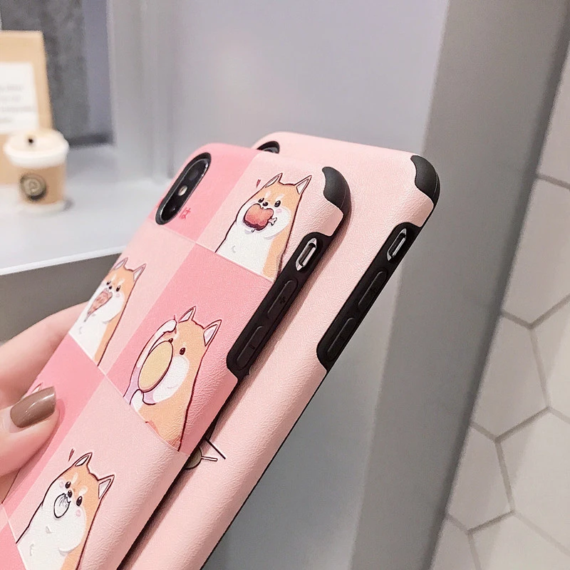 Fashion Cute Emboss Cartoon Dog Shiba Inu Silicone Soft Phone Case For iPhone X XS Max XR 8 7 6 6s Plus Matte TPU Cover Cases