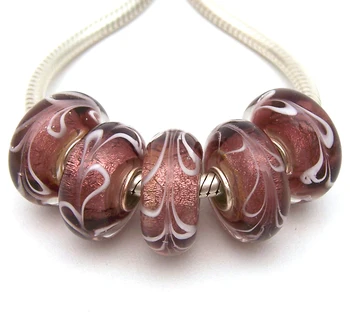 

JGWG2388 5X 100% Authenticity S925 Sterling Silver Beads Murano Glass beads Fit European Charms Bracelet diy jewelry Lampwork