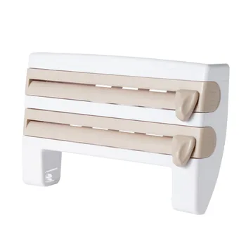 

Multifunctional Home Kitchen Film Sauce Bottle Storage Rack Paper Dispenser Preservative Film Rack Kitchen Accessory (White)