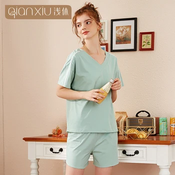 

New summer leisure suit for home wear pajamas with bamboo fiber and short sleeves 239