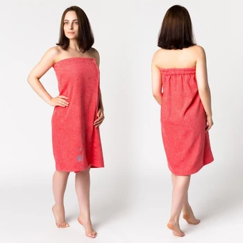 

Kilt women KZh-NG, 80x150 + -2 coral, embroidery Snowflakes, terry 300g / m hl100% 3568327