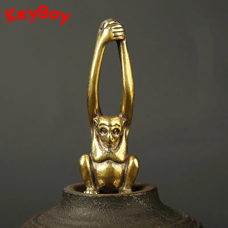 Ручной работы латунь Gibbon автомобильные брелки 12 Зодиак брелок с обезьянкой кольца кулон украшения Брелки «сделай сам» Аксессуары Винтаж Медь