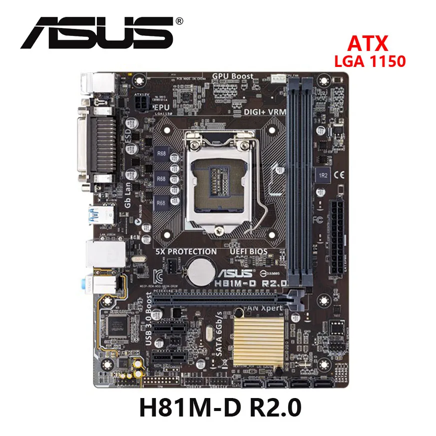 Б/у Материнская плата ASUS R2.0 Intel H81 ATX материнская для настольного ПК разъем LGA 1150 mSATA