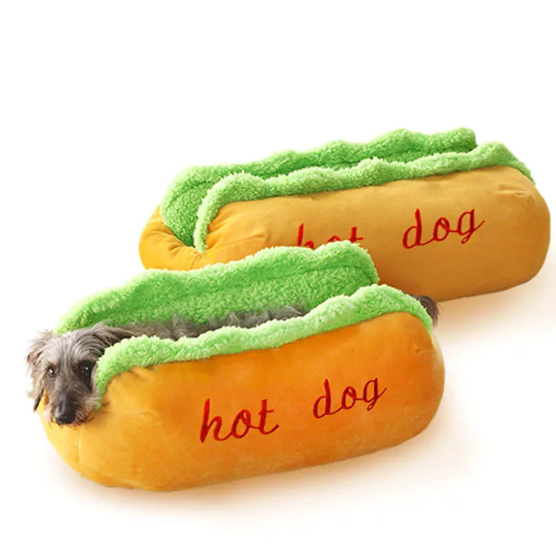 

Adorable Hot Dog Shape Cat nest Pet Kennel Washable Warm Puppy Kitty Nest Pet Supplies _WK