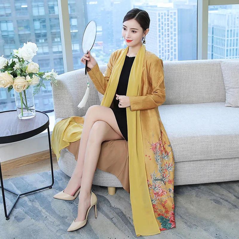 Осенне-зимнее Новое Стильное толстое замшевое пальто с длинным рукавом и принтом, женское универсальное Свободное пальто средней длины