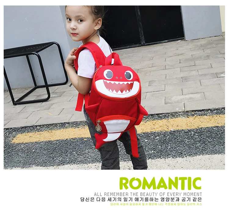 Backpack New Cartoon Shark Baby Anti-lost Children Bag Cute Nylon Shoulder Bag Primary School Kindergarten Bag Bookbag