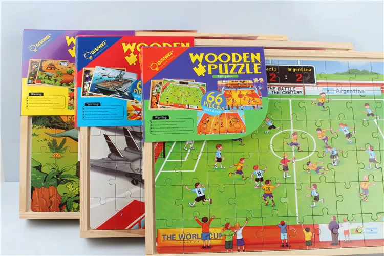 

Shure Boutique Wooden Box 3-in-One Large Size Jigsaw Puzzle Wooden Sports Traffic Dinosaur Illustration Jigsaw Puzzle